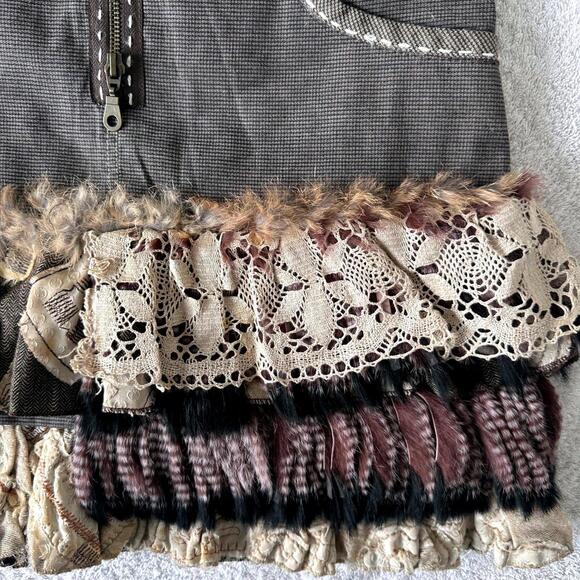 VTG Tricot Chic Women's Multi-Texture Recycled Fur Wool Blend Mini Skirt -Size 6 - Picture 4 of 9